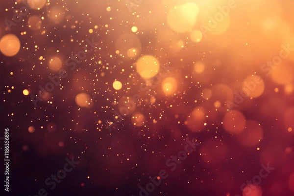 Fototapeta Fiery amber particles radiating outward on a muted burgundy and brown gradient background