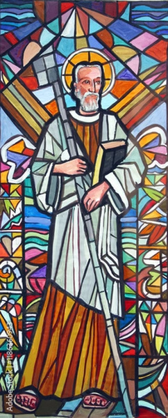 Fototapeta Saint Thaddeus, sketch for a stained glass window in the parish church of Saints Peter and Paul in Velika Gorica, Croatia