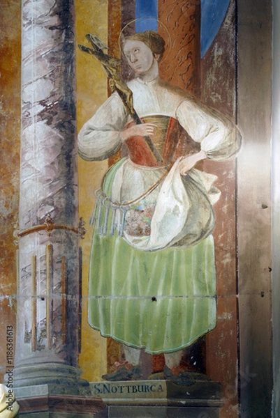 Obraz Saint Notburga, the altar of Saint Isidore in the church in the Church of St. Clare of Assisi in Zagreb, Croatia