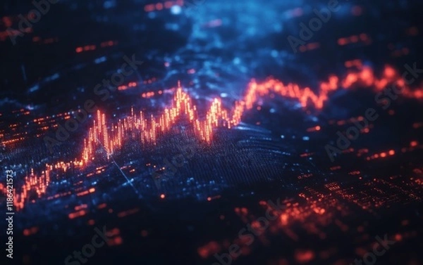 Obraz Bright graphical candlestick chart showcasing financial market trends on digital grid