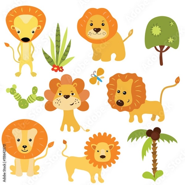 Fototapeta Set funny lions