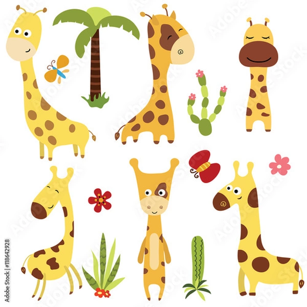 Fototapeta Set funny giraffes
