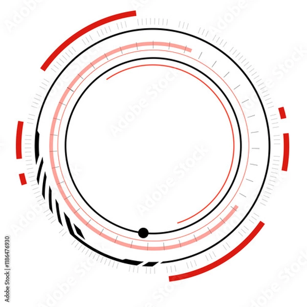 Fototapeta Circle HUD Digital technology style line and element on transparent background