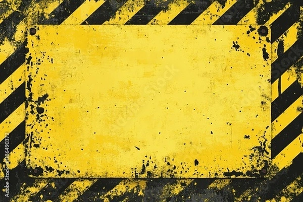 Obraz Distressed Yellow Warning Sign Background Image