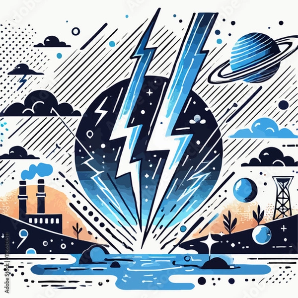 Obraz abstract background with cloud and lightning 