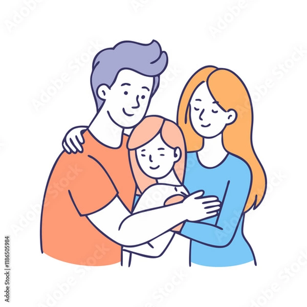 Fototapeta family hug vector icon, eid al-fitr vector illustration - simple illustration of family hug perfect for logos, and eid al-fitr-themed designs.