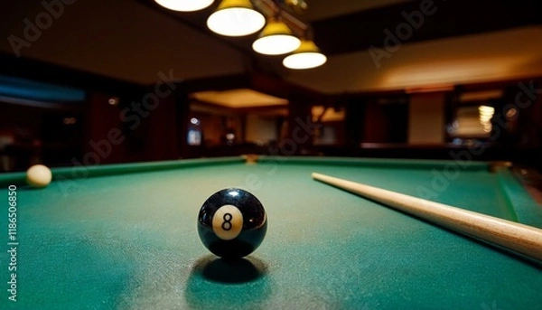 Fototapeta The thrill of the game is palpable as you line up your next shot.  