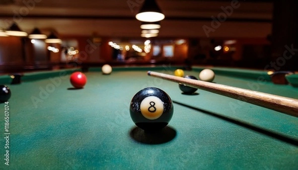 Fototapeta Focus on the strategic placement of the balls as the game begins.  