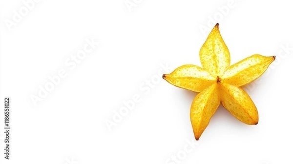 Fototapeta Starfruit cutout on white background showcasing its unique star shape and vibrant yellow color for culinary and health-related concepts