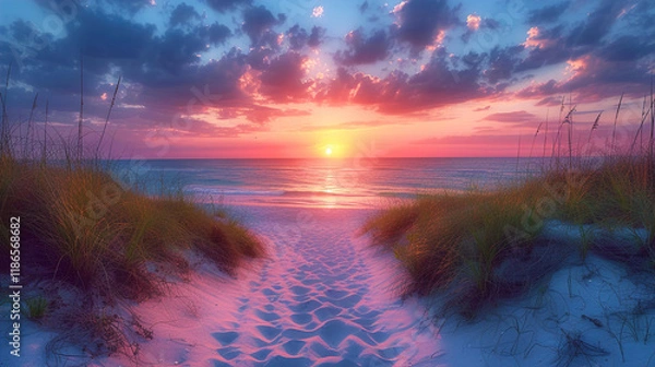 Fototapeta Sunset Sands Serenity at sunset beauty of the evening 