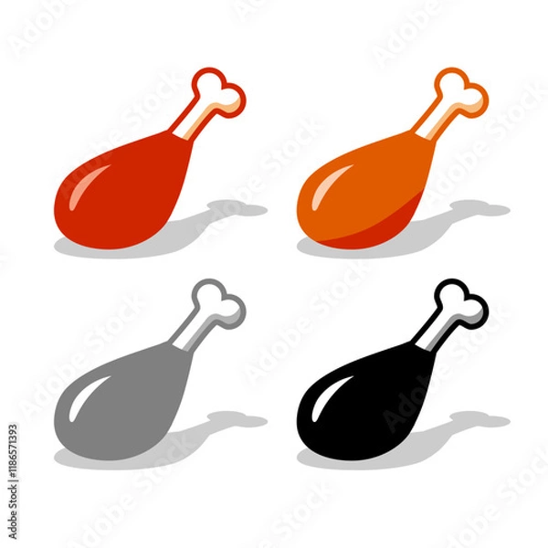 Obraz Chicken thigh. Vector icon on vhite background. 