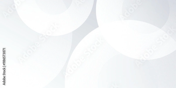 Fototapeta Abstract white background white circle lines. Digital future technology concept modern simple