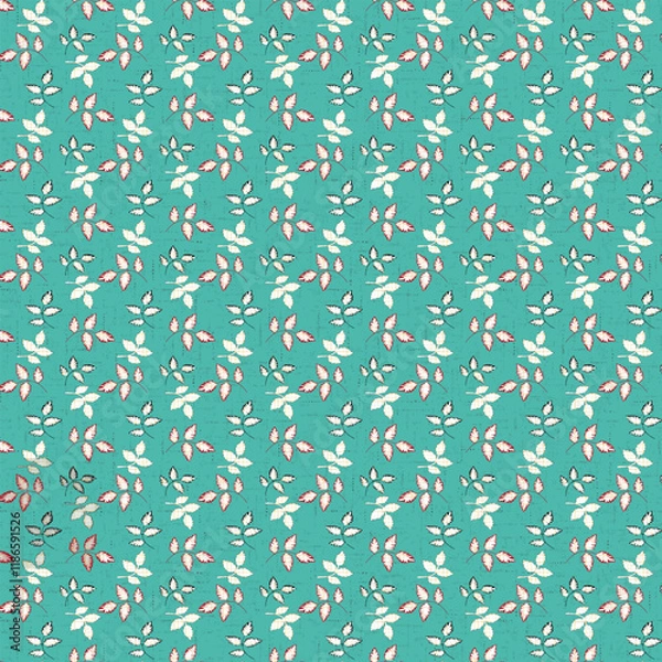 Obraz Geometric ethnic pattern on white background vector illustration.floral and little mice cartoon pixel art embroidery.design for texture,fabric,clothing,decoration,border,frame,wallpaper.
