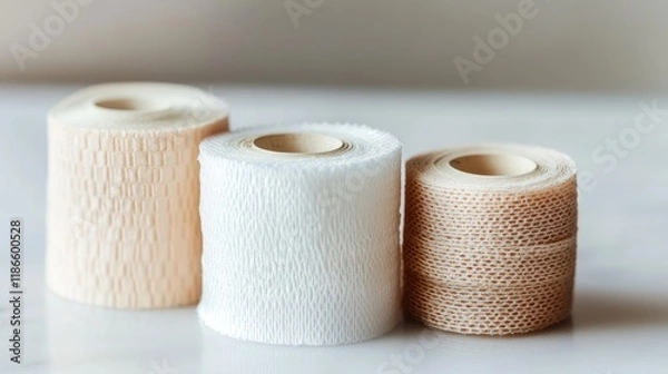 Fototapeta Adhesive Bandages in Natural Tones Showcasing Minimalist Design and Versatile Use for First Aid and Healthcare Applications