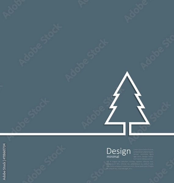 Fototapeta Laconic design of xmas tree fir on cleaness line flat template c
