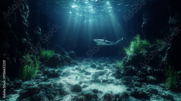Fototapeta 海底に光が差す