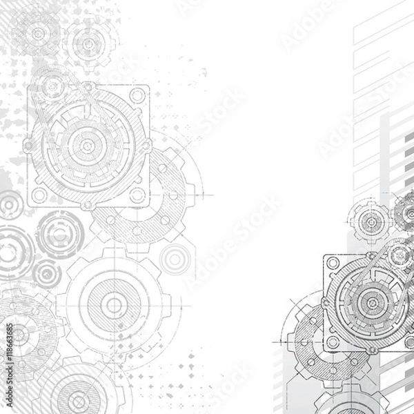 Obraz Gears background, blueprint.