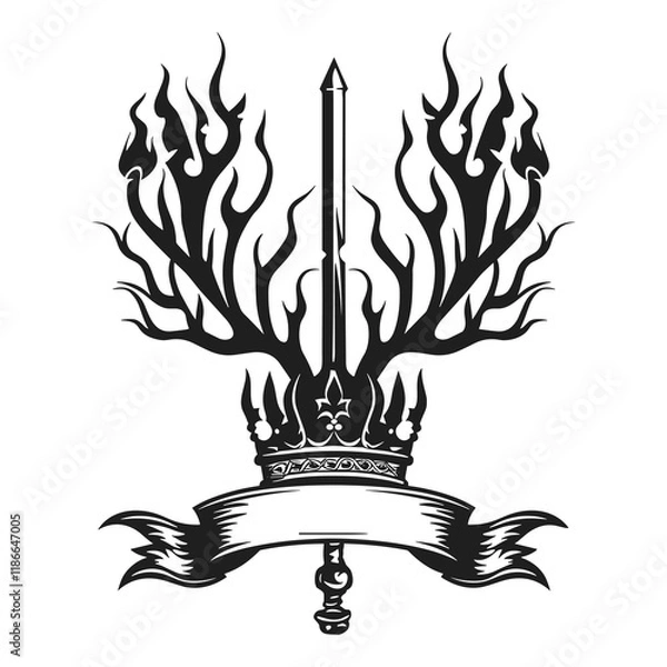 Fototapeta elegant illustration of a king's sword and shield