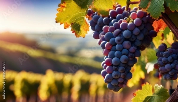 Fototapeta close up of ripe grape in winery in east devon