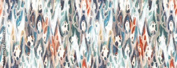 Obraz Tropical seamless pattern with palm leaves, banana flower and orchids. Wallpaper drawn in watercolor and pencil.
