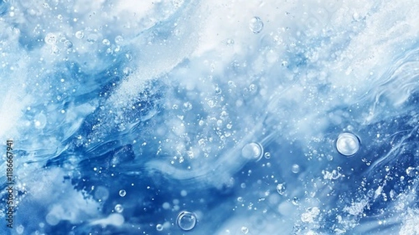 Obraz Abstract blue ice texture with air bubbles.