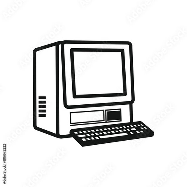 Obraz elegant illustration of computer monitor with keyboard