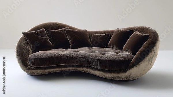 Fototapeta Unique sofa with a curved back and plush, luxurious upholstery 