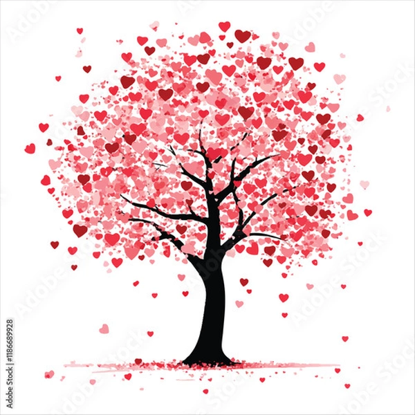 Fototapeta Valentine Day Vector  tree with hearts