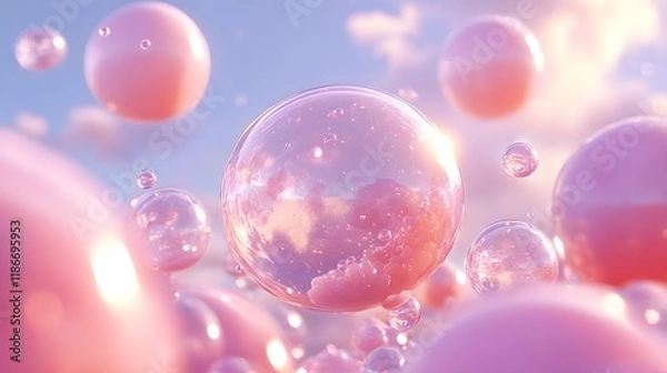 Fototapeta Soft Pastel Pattern of Bubbles in High-Resolution Photorealistic Style