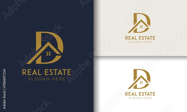 Fototapeta Real Estate logo design vector. Creative building structure architecture, construction