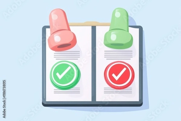 Fototapeta A simple clipboard with a check mark and a tick mark, ideal for office or school use