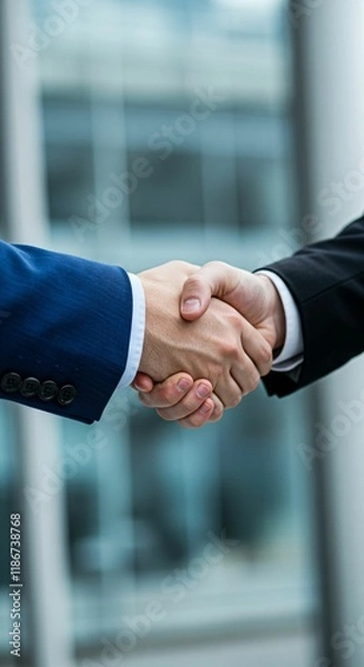 Obraz Professional Handshake Between Businessmen in Formal Attire Symbolizing Partnership and Agreement
