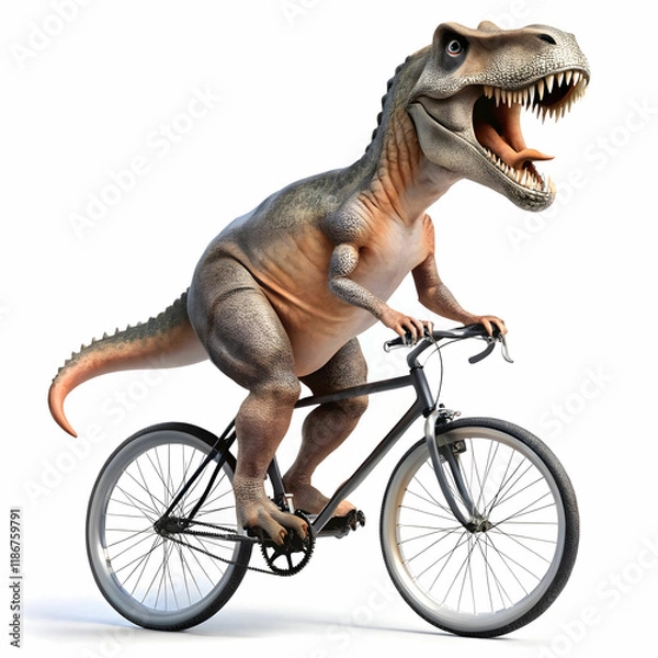 Fototapeta a-t-rex-attempting-to-ride-a-bicycle--struggling-b