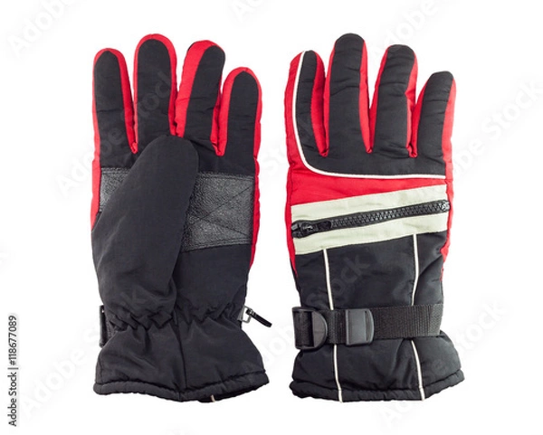Obraz Hand in winter gloves isolated on white background,handful.