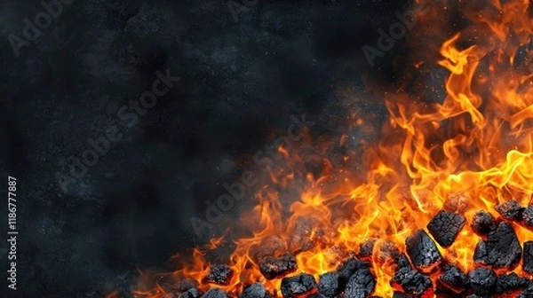 Fototapeta Dramatic viewpoint high-speed capture of glowing embers during wildfire evacuations and storms