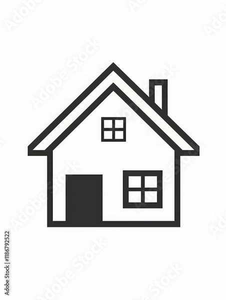 Fototapeta Black Home. House Architecture Residential Building icon 