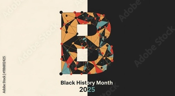 Fototapeta Black history month typography featuring intricate pattern design in bold geometric art style emphasizing culture diversity empowerment and heritage for unity and awareness
