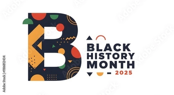 Fototapeta Black history month typography featuring intricate pattern design in bold geometric art style emphasizing culture diversity empowerment and heritage for unity and awareness