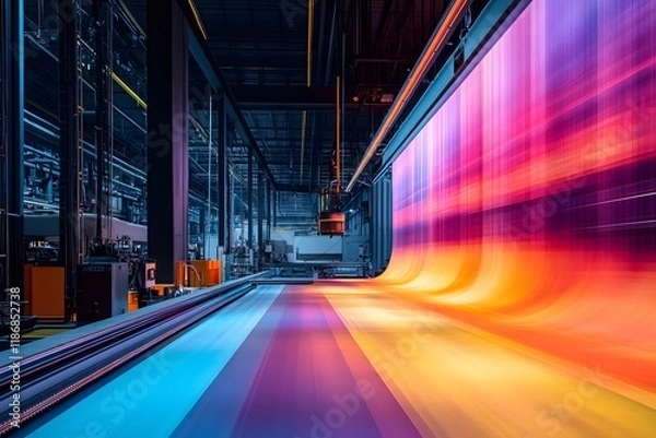 Fototapeta Modern printing facility demonstrates vibrant color production techniques in action