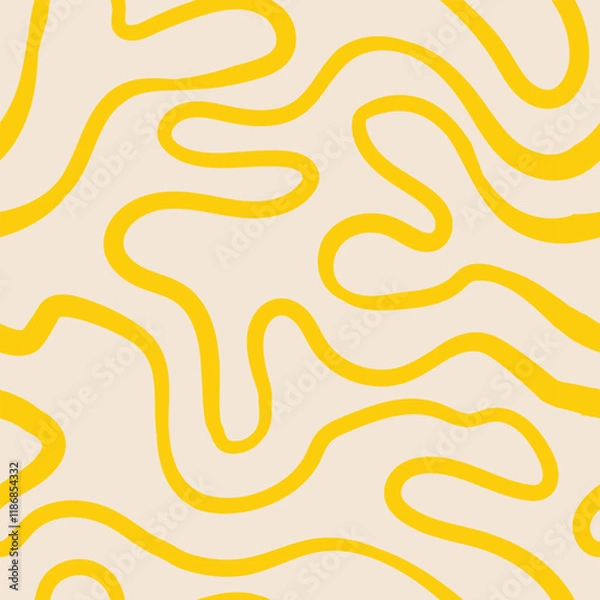 Fototapeta Seamless abstract pattern with squiggles and scribbles. Weaved curved lines. Chaotic ink scribbles decorative texture. Messy doodles, wavy and curly lines.