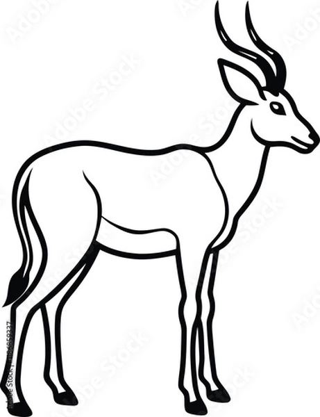 Fototapeta Antelope vector illustration, Antelope silhouette vector art, Antelope line art vector