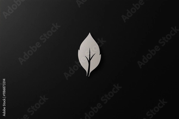 Fototapeta Minimalist logo representing eco-conscious technology with a leaf design on a dark background