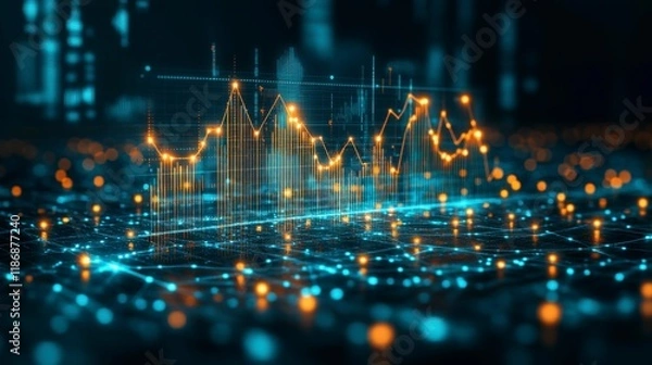 Obraz Creative representation of data visualization, with colorful charts, graphs, and flowing lines, symbolizing the transformation of raw data into meaningful insights and information