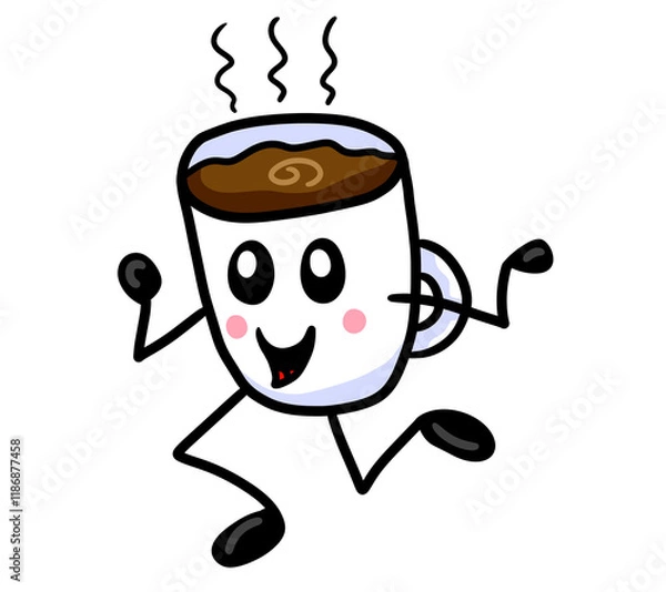Obraz Stylized Adorable Happy Coffee Cup