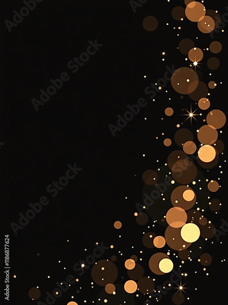 Fototapeta A Sleek Gold Bokeh Pattern Adorns A Black Background In This Elegant Banner Design Concept. 00001