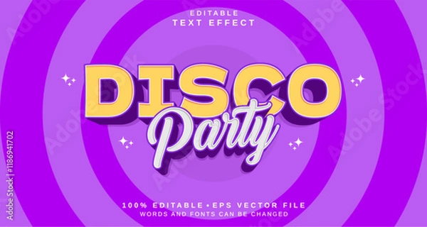 Fototapeta Editable text style effect - Disco Party text style theme.