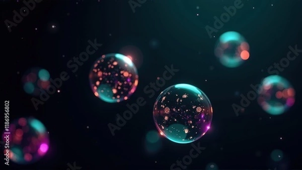 Fototapeta Ethereal Light and Colorful Bubbles Floating in a Mystical Space Creating a Dreamy and Enchanting Visual Experience for Abstract Imagery Lovers