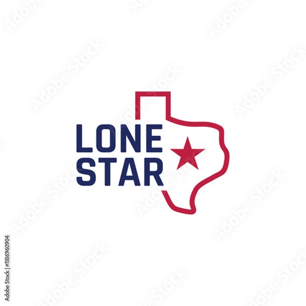 Fototapeta Lone Star simple typography design logo with outline texas map and stars
