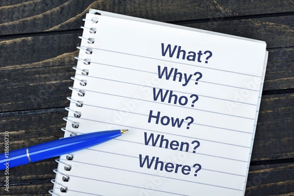 Fototapeta Questions text on notepad