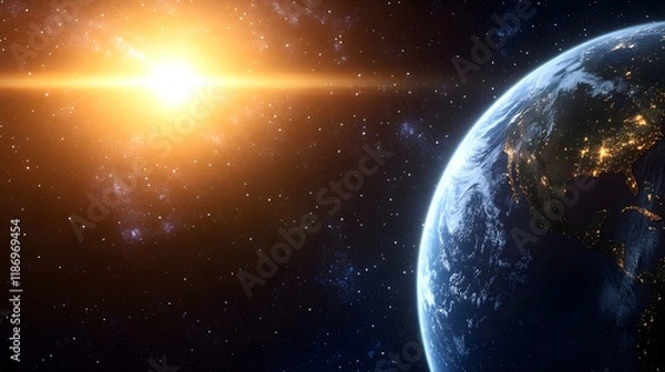 Fototapeta Serene Starry Sky with Blue Hues and Infinite Atmosphere at Dawn